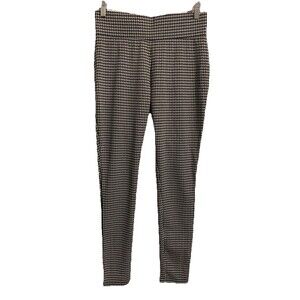 MeMoi Womens Pants Size Medium Large Black Houndstooth Pull On Mid Rise Leggings